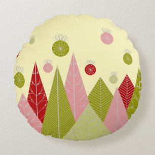 Ornaments and Trees Christmas Round Pillow