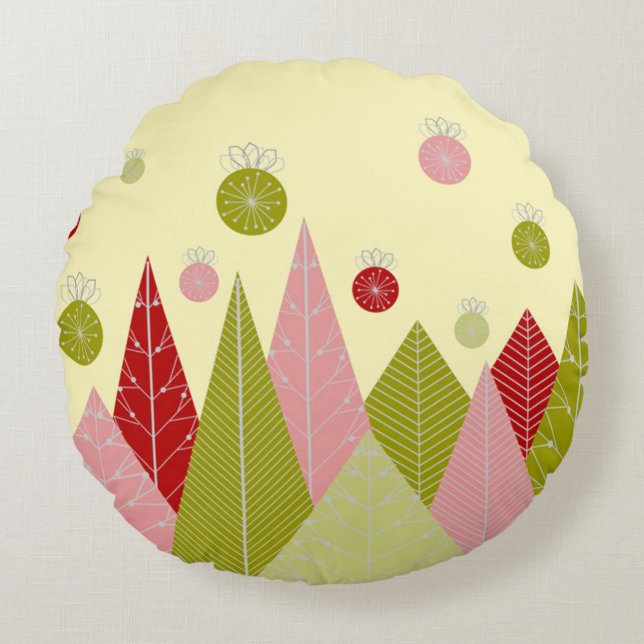 Ornaments and Trees Christmas  Round Pillow (Front)