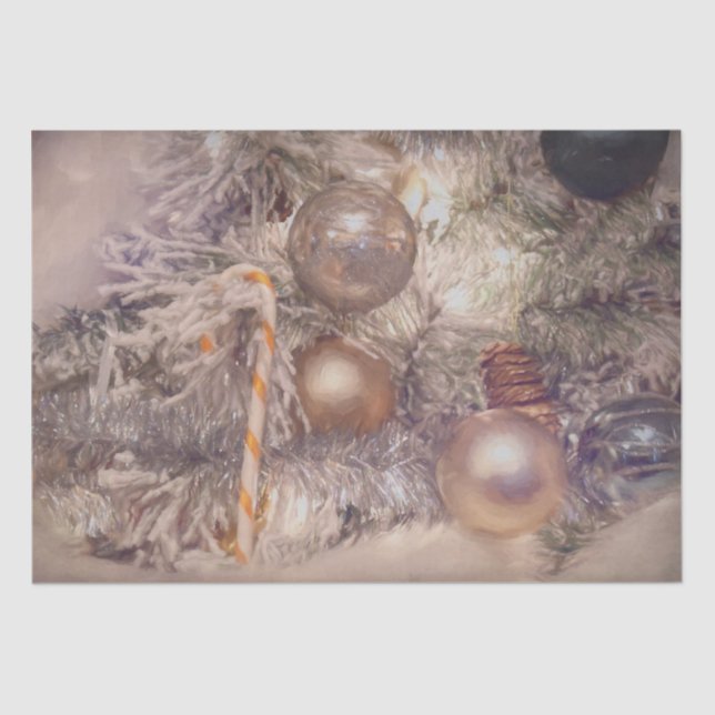 Ornaments Christmas Gold White Holiday Tree Tissue Paper (Front)