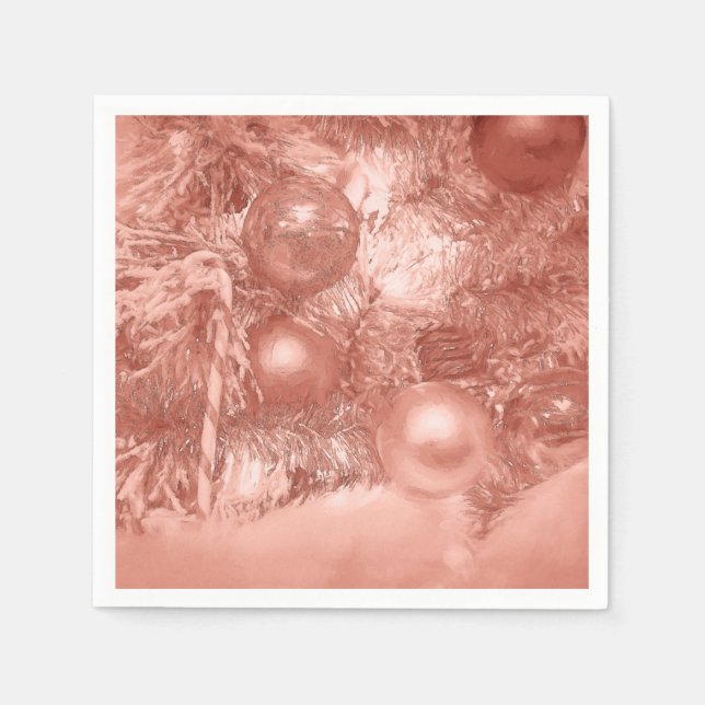 Ornaments Christmas Tree Rose Gold Holiday Napkin (Front)