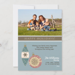 Ornaments Family Holiday Card (chocolate/blue)