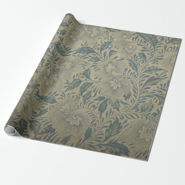 Ornaments flower asian chinese old wrapping paper (Unrolled)