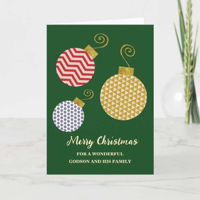 Ornaments Godson & Family Merry Christmas Card (Front)