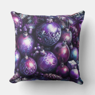 Ornaments in Shades of Purple Chalk Throw Pillow