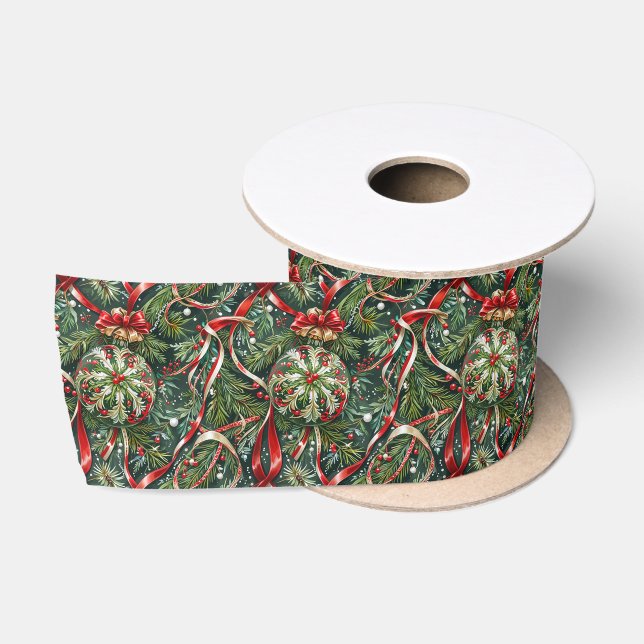 Ornaments in the Tree & Satin Ribbon (Spool)