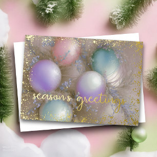 Ornaments Lavender, Peach Mint Champagne Foil Holiday Card