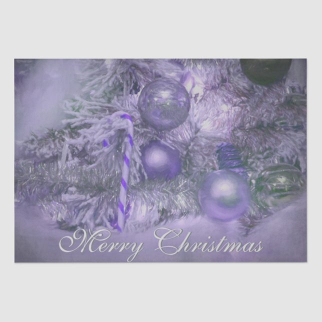 Ornaments Merry Christmas Purple Holiday Tree Tissue Paper (Front)