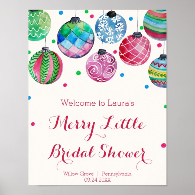 Ornaments Merry Little Bridal Shower Welcome Poster (Front)