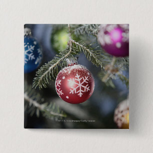 Ornaments on a Christmas tree 2 Inch Square Button