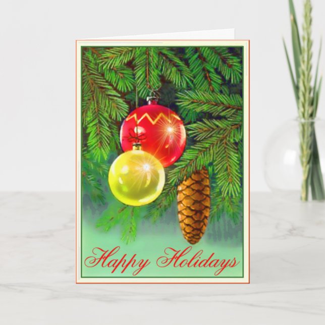 Ornaments On A Tree Custom Greetings Card (Front)