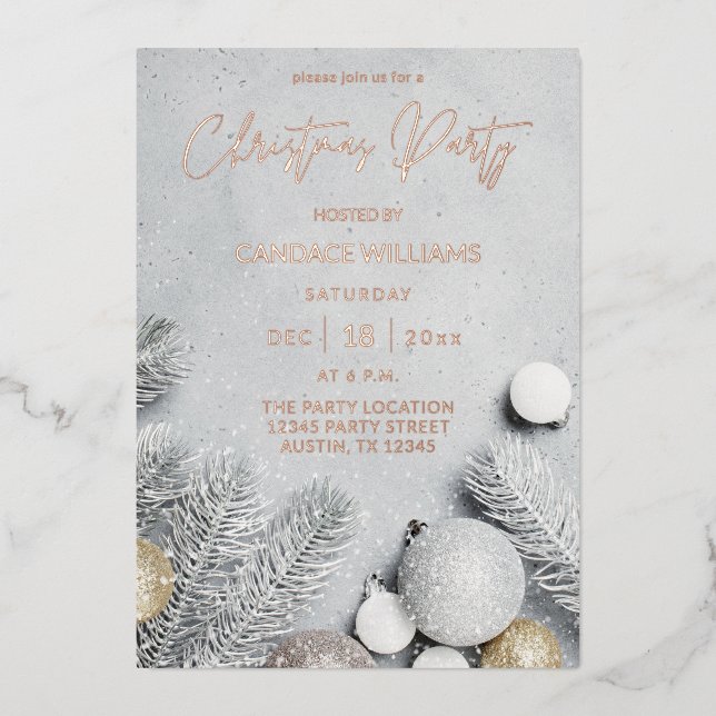 Ornaments & Pine Leaves Christmas Party (Front)