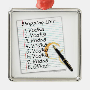 ORNAMENTS, VODKA SHOPPING LIST METAL ORNAMENT