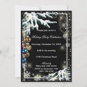 Ornaments Winter Pine Christmas Party Invitation