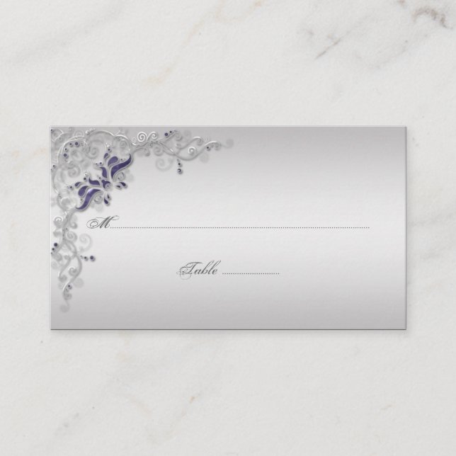 Ornat Violet Argent Floral Fils Placer les cartes (Devant)