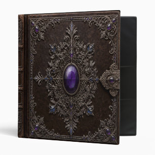Ornate Amethyst and Brown Leather Binder