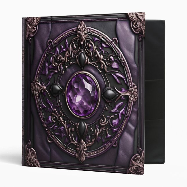 Ornate Amethyst Purple Leather Photo Album  Binder (Front/Inside)