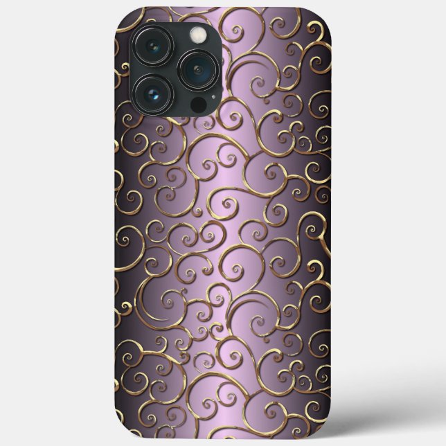 Ornate Antique Baroque Faux Gold Swirl Art Pattern Case-Mate iPhone Case (Back)