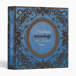 Ornate Antique Sky Blue Family Tree Album Binder