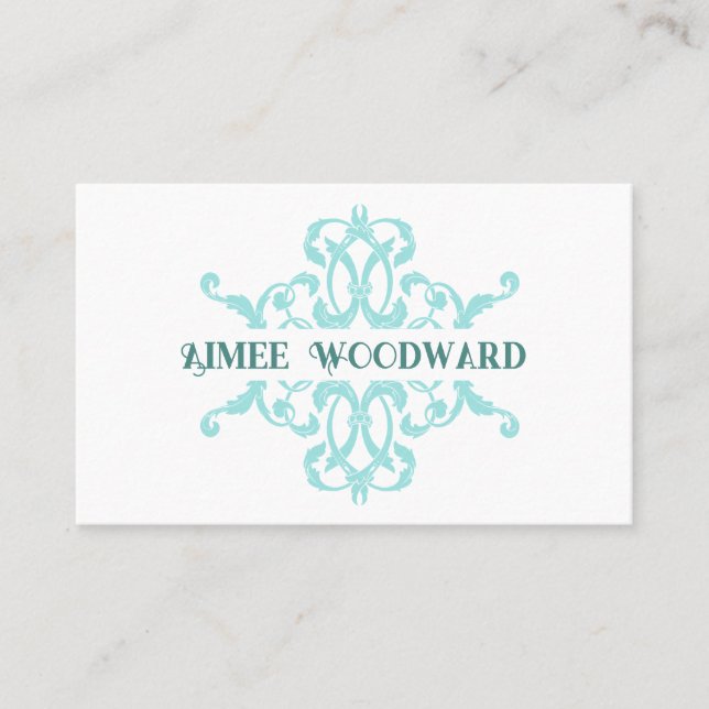 Ornate Aqua Baroque Frame Business Card (Front)