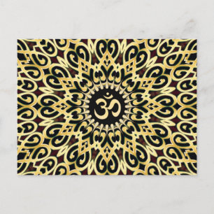 Ornate Arabesque Black + Gold OM Postcard