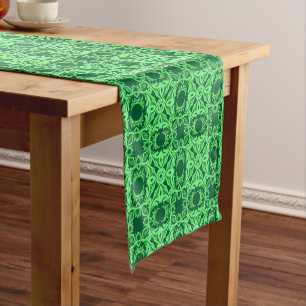 Ornate Arabesque Pattern - Emerald Green Short Table Runner