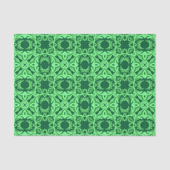 Ornate Arabesque Pattern - Emerald Green   Tissue Paper (Front)