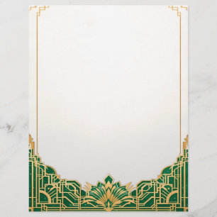 Ornate Art Deco Frame on White Letterhead