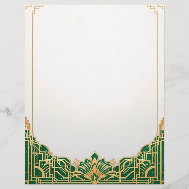 Ornate Art Deco Frame on White Letterhead (Front)