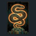 Ornate Art Deco Snake Serpent Gold Coil Poster<br><div class="desc">A mesmerizing coiled snake silhouette with glowing gold edges. Symmetrical Art Deco frame for a bold,  mystical,  and edgy look.</div>