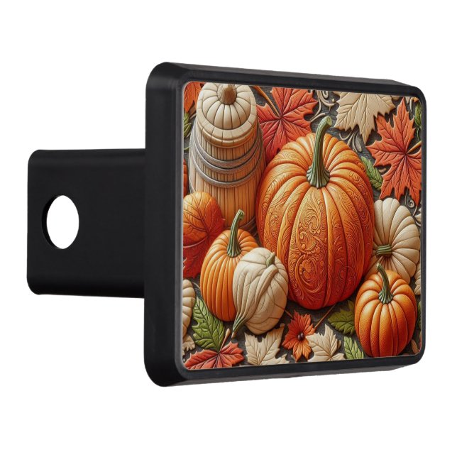 Ornate Autumn Pumpkin Road Trip  Trailer Hitch Cover (Right)