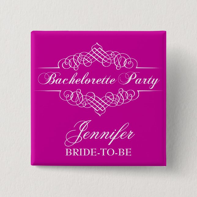 Ornate Bachelorette Party Button (Front)