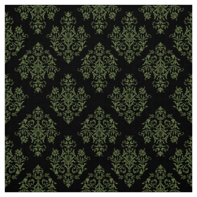 Ornate Baroque black Damask pattern fabric (Swatch)