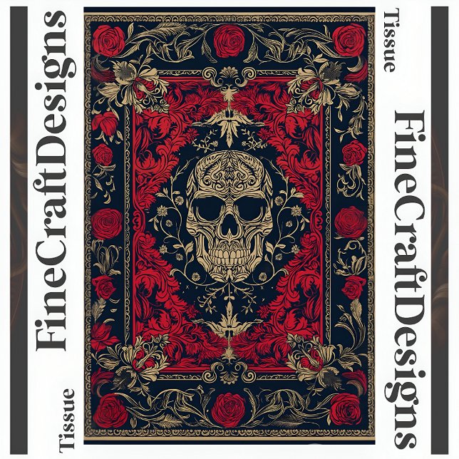 Ornate Baroque Red & Black Skull Decoupage 146 Tissue Paper (Creator Uploaded)