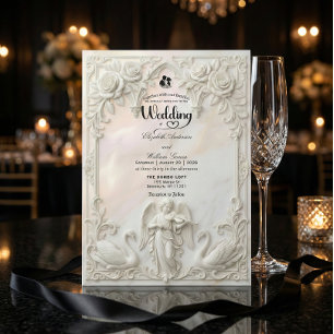 Ornate Baroque Rococo Archway & Cherub Wedding  Invitation