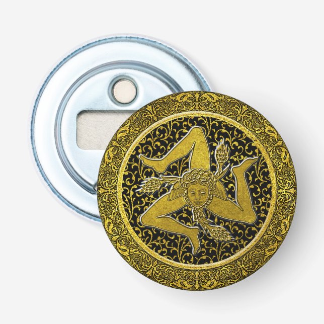 Ornate Baroque Sicilian Trinacria Bottle Opener (Front)