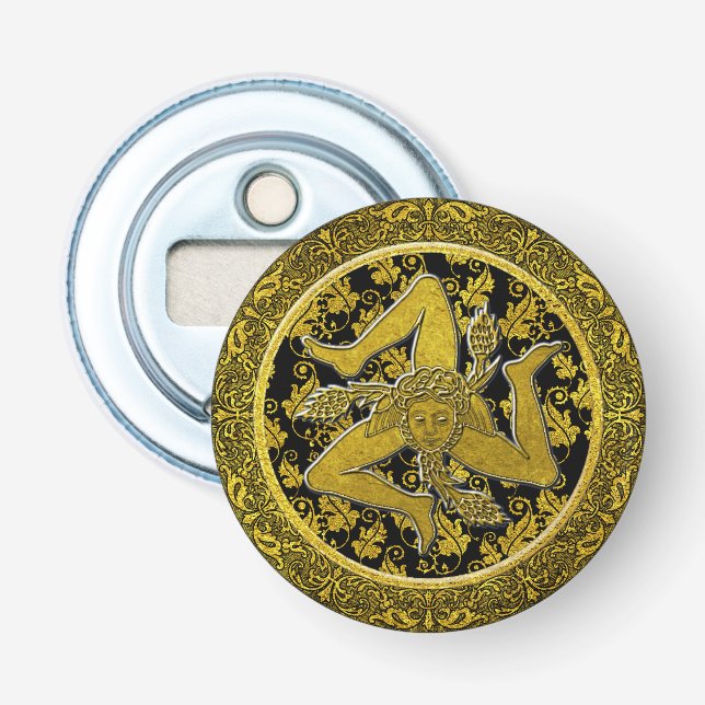 Ornate Baroque Sicilian Trinacria Bottle Opener (Front)