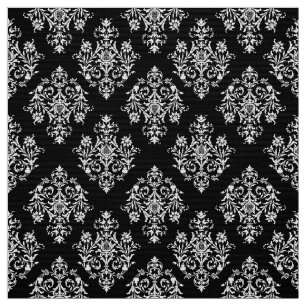 Ornate Baroque white Damask pattern fabric