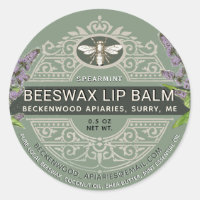 Ornate Beeswax Lip Balm Heraldic Bee Spearmint