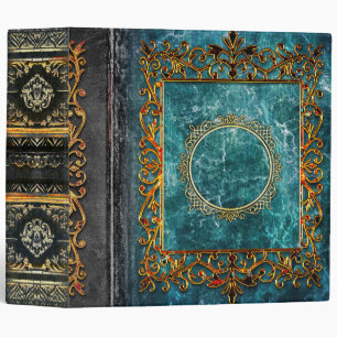 Ornate Bejeweled Celtic Teal Marble Ancient Tome Binder