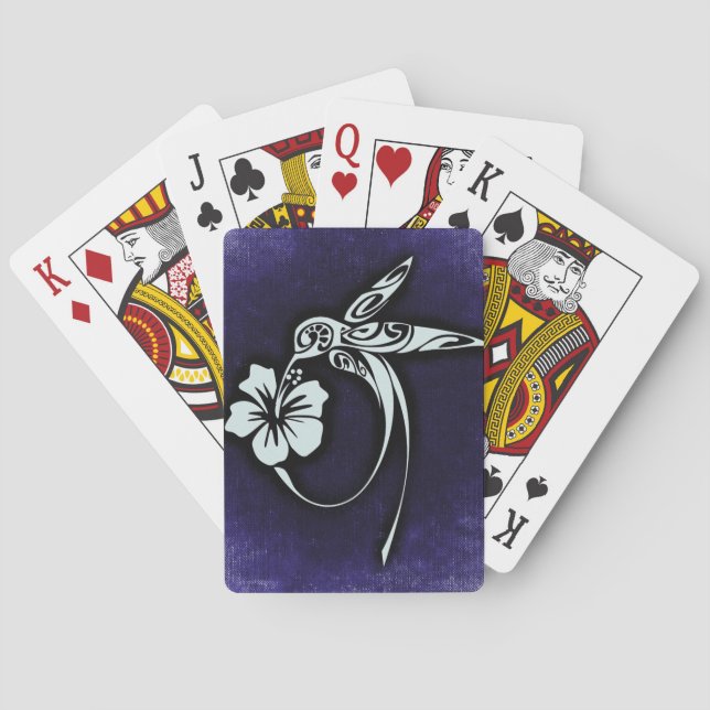 Ornate Bird on Deep Blue Playing Cards (Back)