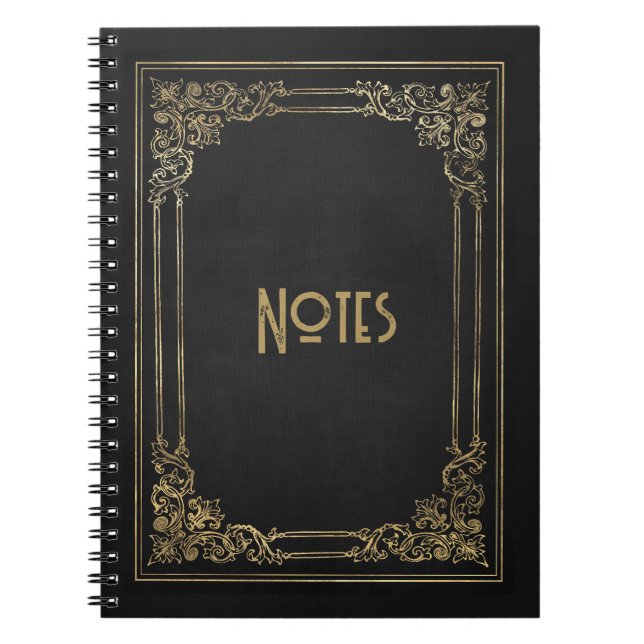 Ornate Black and Gold Frame Notebook (Front)
