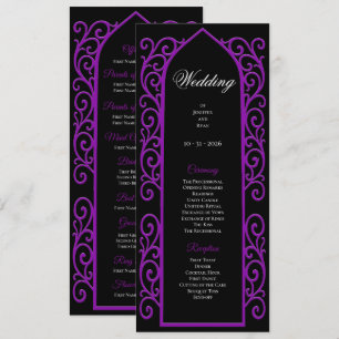 Ornate black and purple Gothic Wedding Program