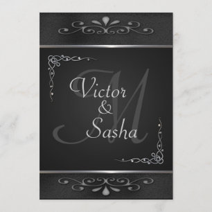 Ornate Black and Silver Wedding Invitations