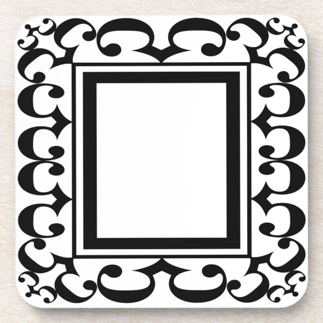 Ornate Black and White Coasters (Front)