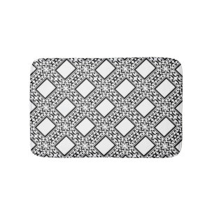 Ornate Black and White Design Bath Mats