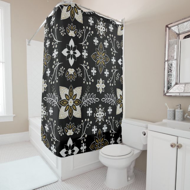 Ornate black and white floral pattern  (In Situ)