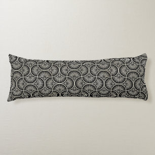 ORNATE BLACK & CREAM ART DECO PATTERN BODY PILLOW
