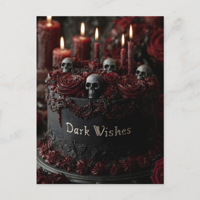 Ornate Black Gothic Celebration Cake Postcard (Front)