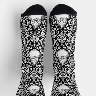 Ornate Black Grinch Pattern Socks
