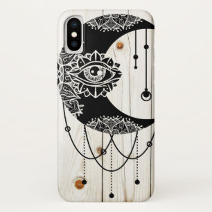 Ornate black moon eye mandala faded wood planks  Case-Mate iPhone case